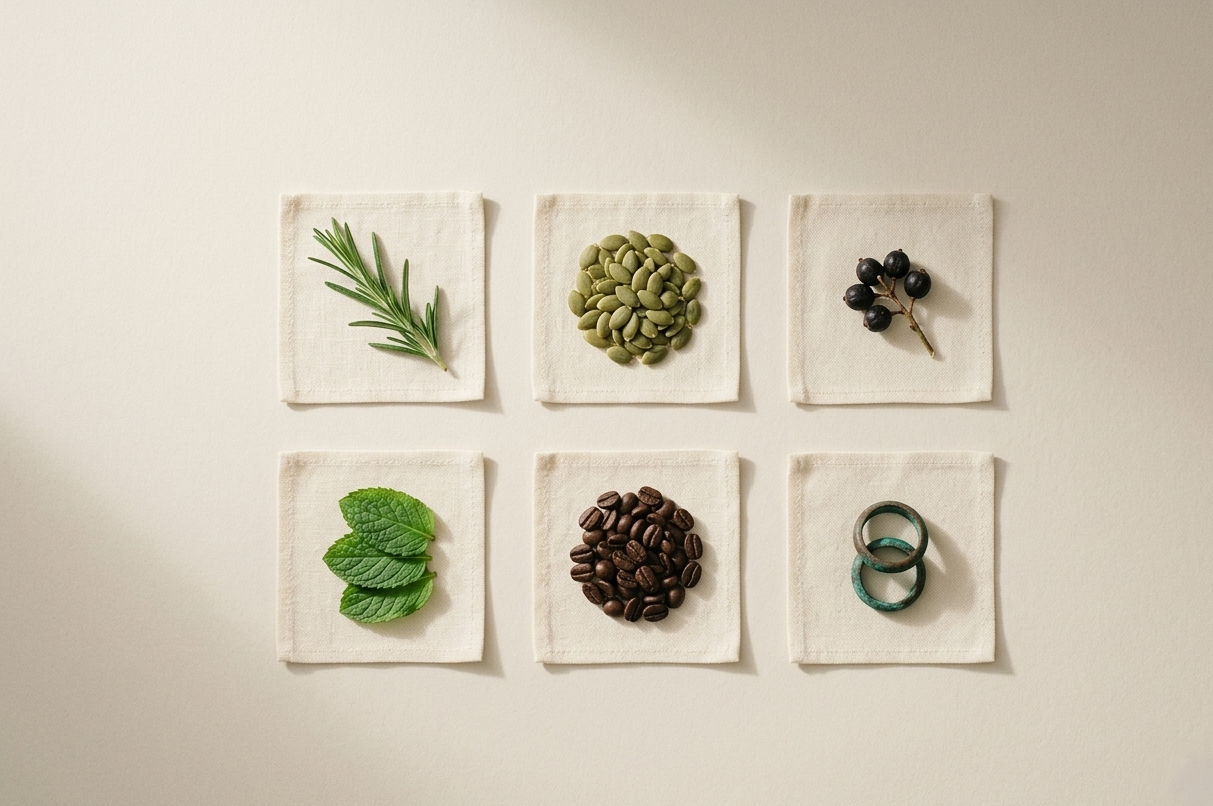 Six ingredients flat-lay